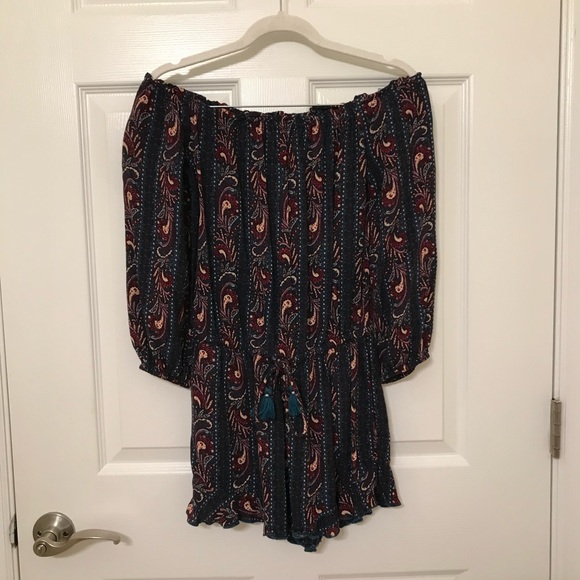 AEO Paisley Off the Shoulder Romper - Picture 4 of 7